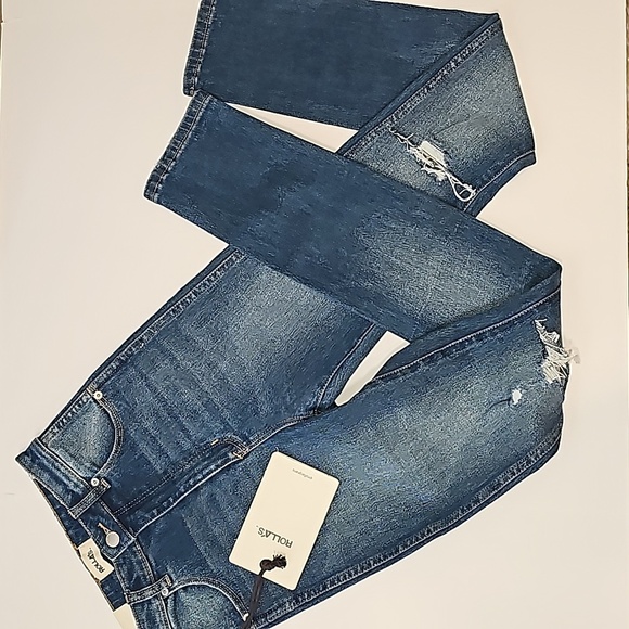 Rolla's Eastcoast High Rise Skinny Blue Jean Denim Distressed Original Blue 8 26 - Picture 9 of 16